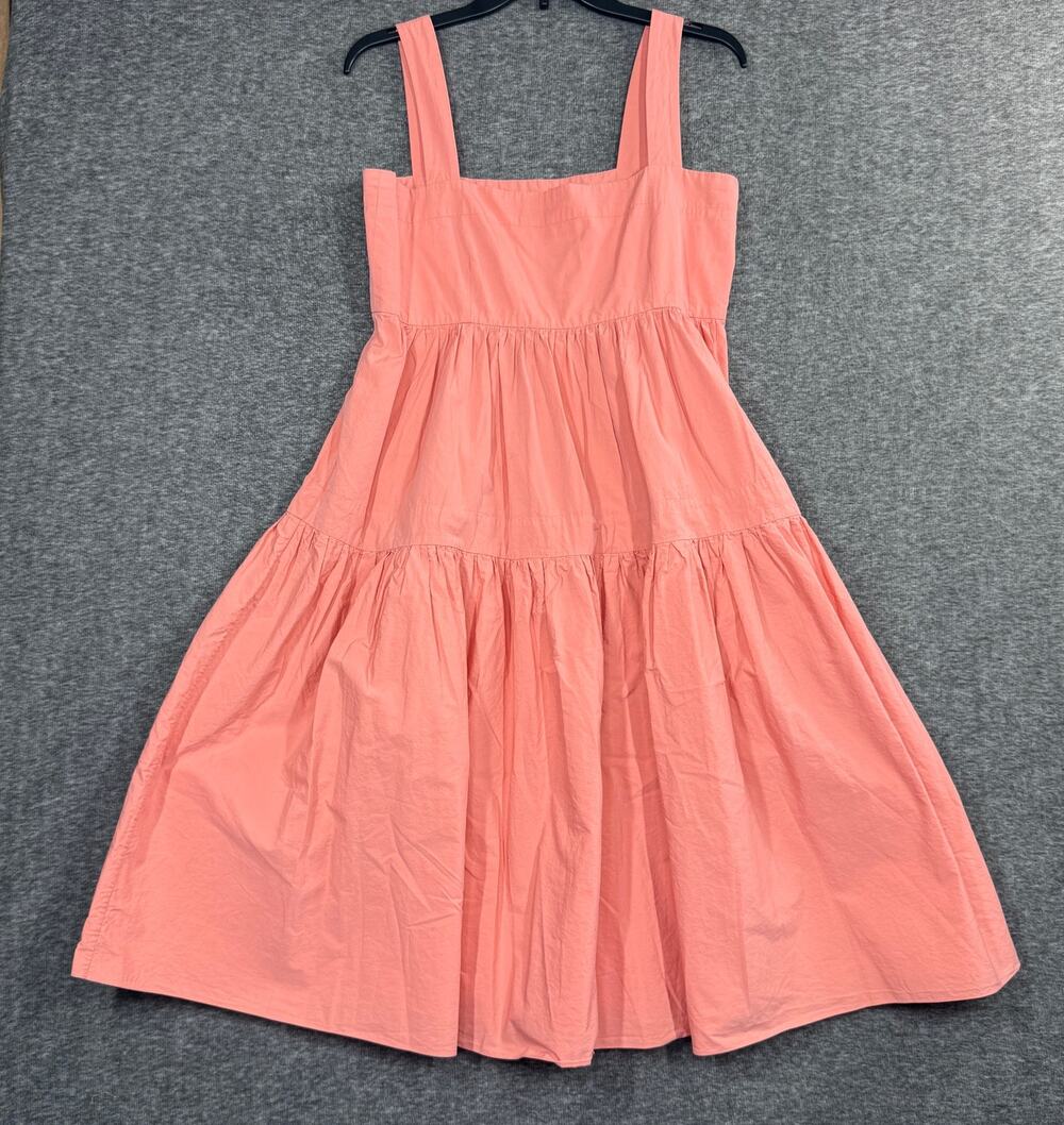 THREE GRACES LONDON Cosette Tiered Cotton-poplin Midi Dress Coral Pink size 12